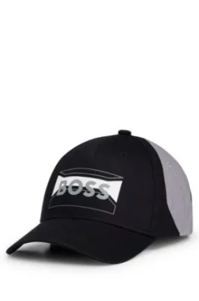 Gorra de sarga de algodón con logo en contraste