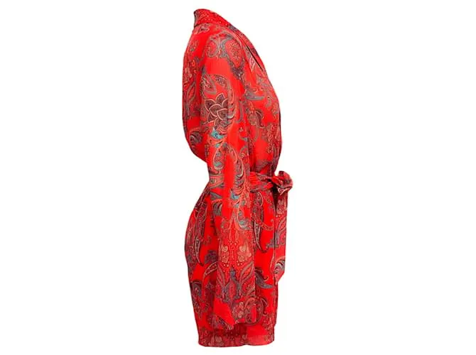 L'Agence Fire Red Multi Arabell Gran Mono con Cintura de Lazo Paisley Roja 