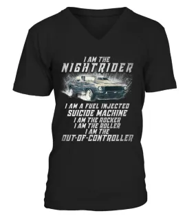 MDMX1-001-BK. Mad Max I Am The Nightrider I Am The Out of Controller Toecutter 1 Camiseta cuello en V Unisex