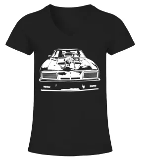 MDMX1-010-BK. Mad max V8 Interceptor Camiseta cuello pico Mujer