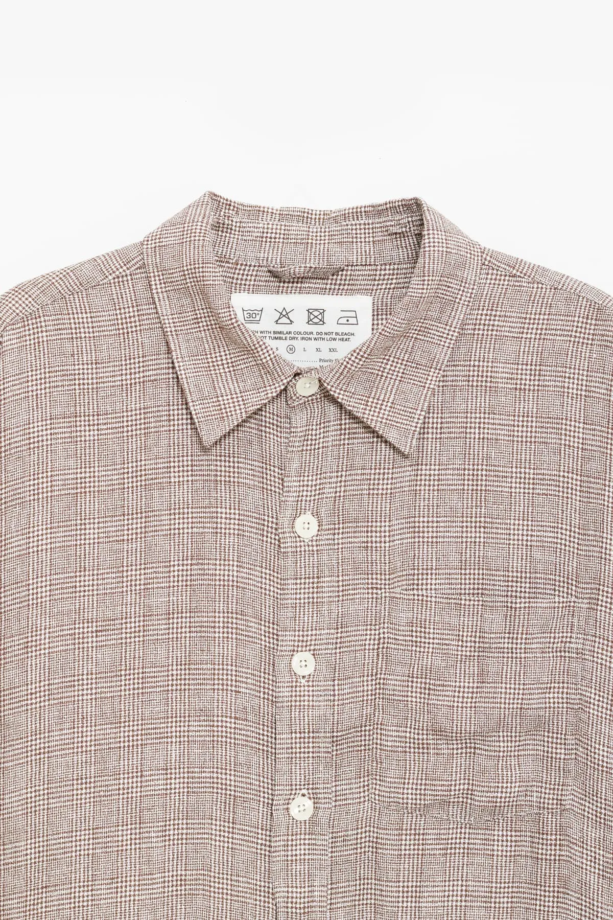 MFPEN BROWN LINEN CHECK PRIORITY SHIRT