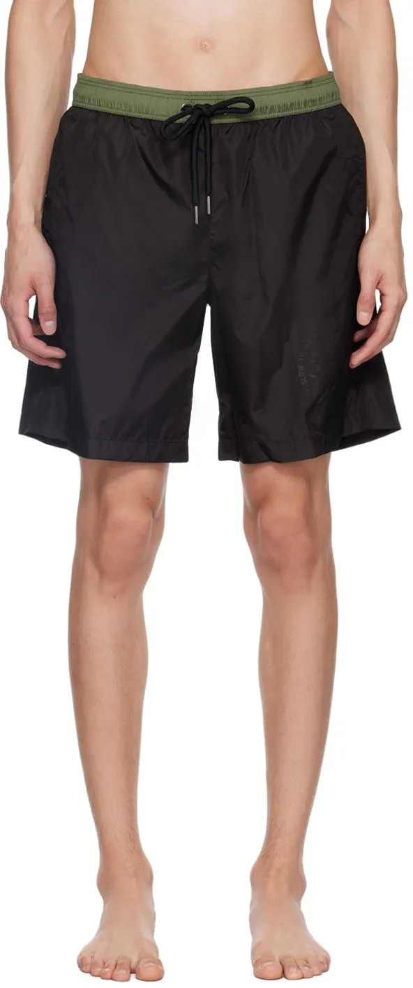 Moncler Black 'Slow Living And Good Vibes' Swim Shorts