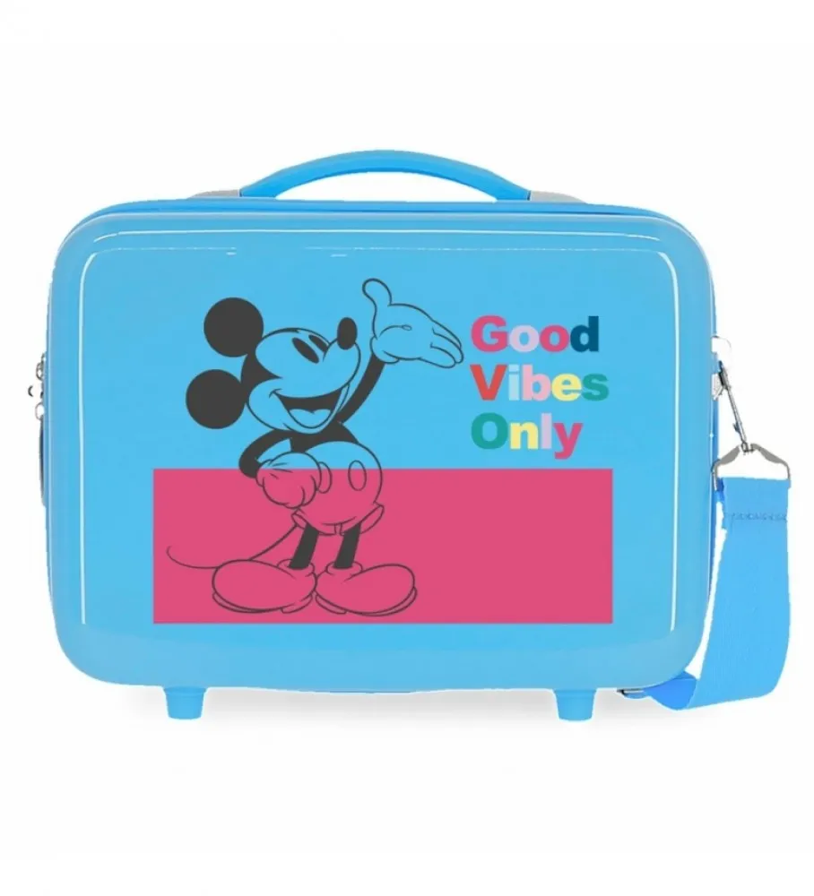 Neceser ABS Mickey Good Vibes Only Adaptable azul claro -29x21x15cm-