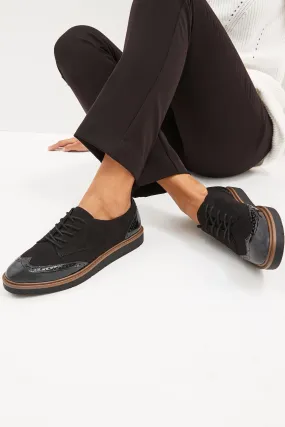 Negro - Zapatos Oxford de cordones con suela gruesa de Forever Comfort®