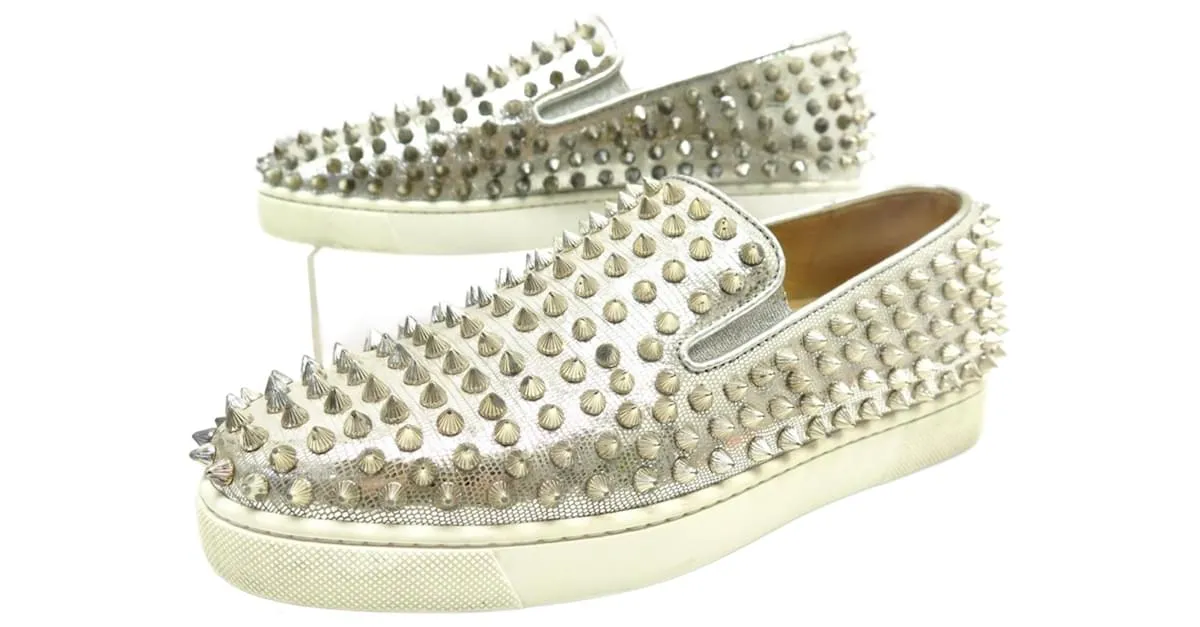 NÁUTICOS CON RUEDAS DE CHRISTIAN LOUBOUTIN 38 ZAPATOS SNEAKER PLATA ZAPATOS SNEAKER 