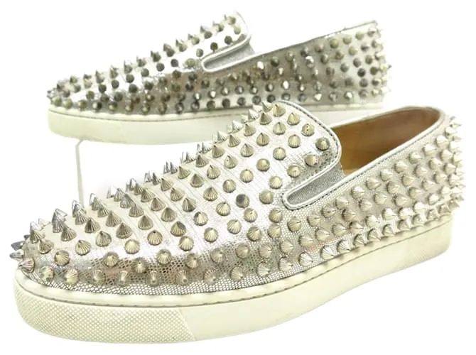 NÁUTICOS CON RUEDAS DE CHRISTIAN LOUBOUTIN 38 ZAPATOS SNEAKER PLATA ZAPATOS SNEAKER 