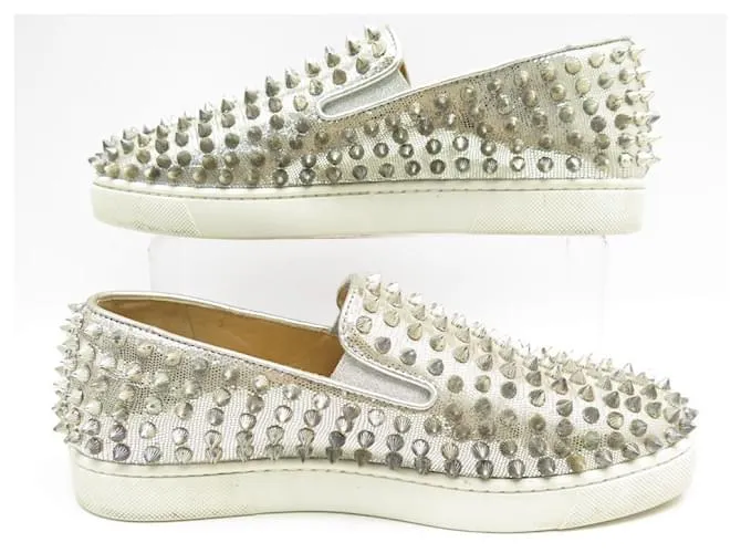 NÁUTICOS CON RUEDAS DE CHRISTIAN LOUBOUTIN 38 ZAPATOS SNEAKER PLATA ZAPATOS SNEAKER 