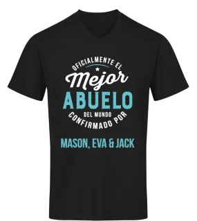 Oficialmente el mejor Abuelo del mundo, confirmado por Mason, Eva & Jack Camiseta Orgánica cuello Pico Unisex