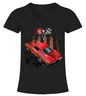 Patriotic Corvette - Corvette C2 BK Camiseta cuello pico Mujer