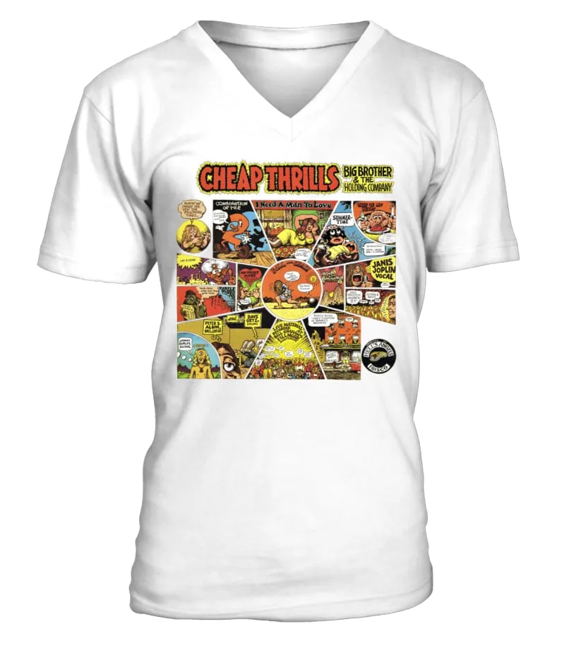 PSY200-023-WT. Big Brother and the Holding Company, 'Cheap Thrills' Camiseta cuello en V Unisex