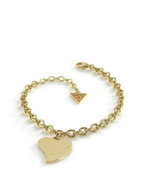 pulsera guess love corazón dorado