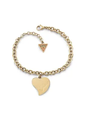 pulsera guess love corazón dorado