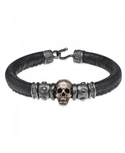 Pulsera Skull Cuero calavera