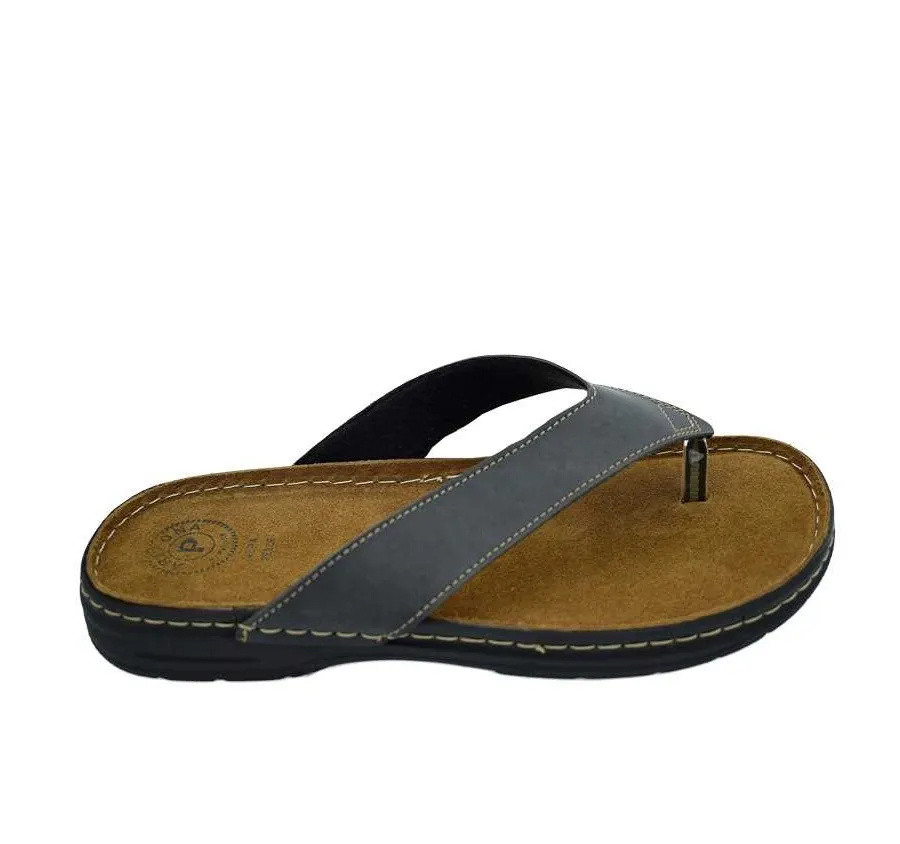 SANDALIA PIEL ESCLAVA CÓMODA ZAPATO DE HOMBRE NEGRO PLANTA DE PIEL 26252