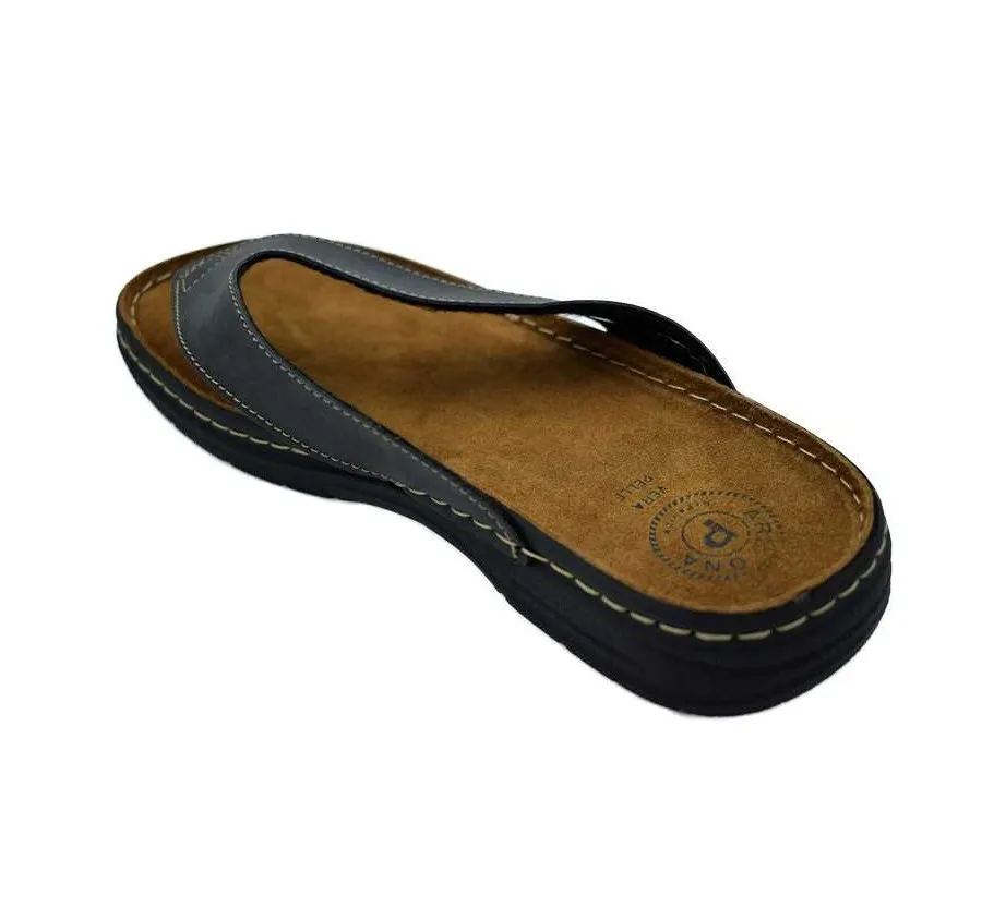 SANDALIA PIEL ESCLAVA CÓMODA ZAPATO DE HOMBRE NEGRO PLANTA DE PIEL 26252