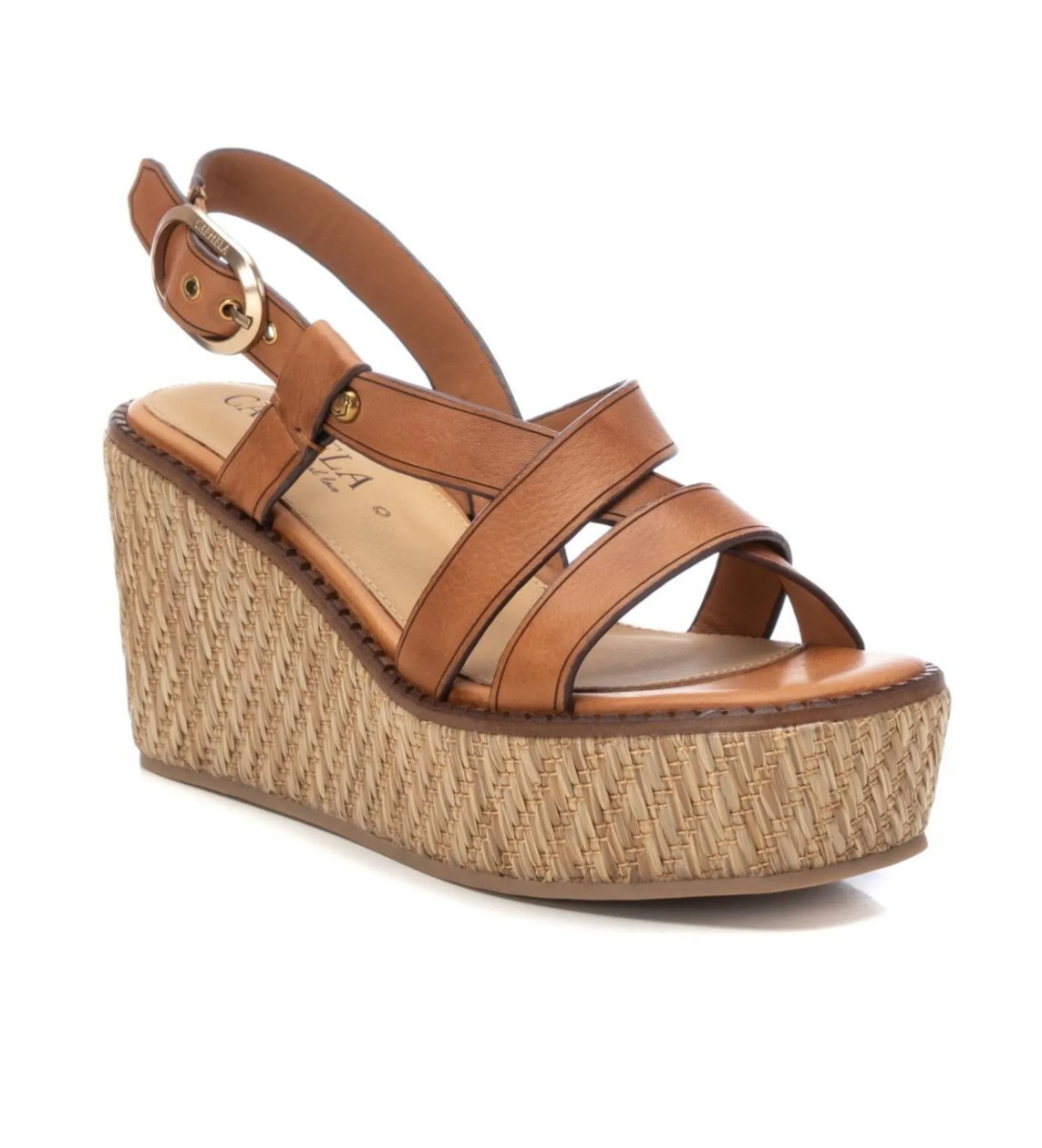 Sandalias de Piel 161546 marrón -Altura cuña 9cm-