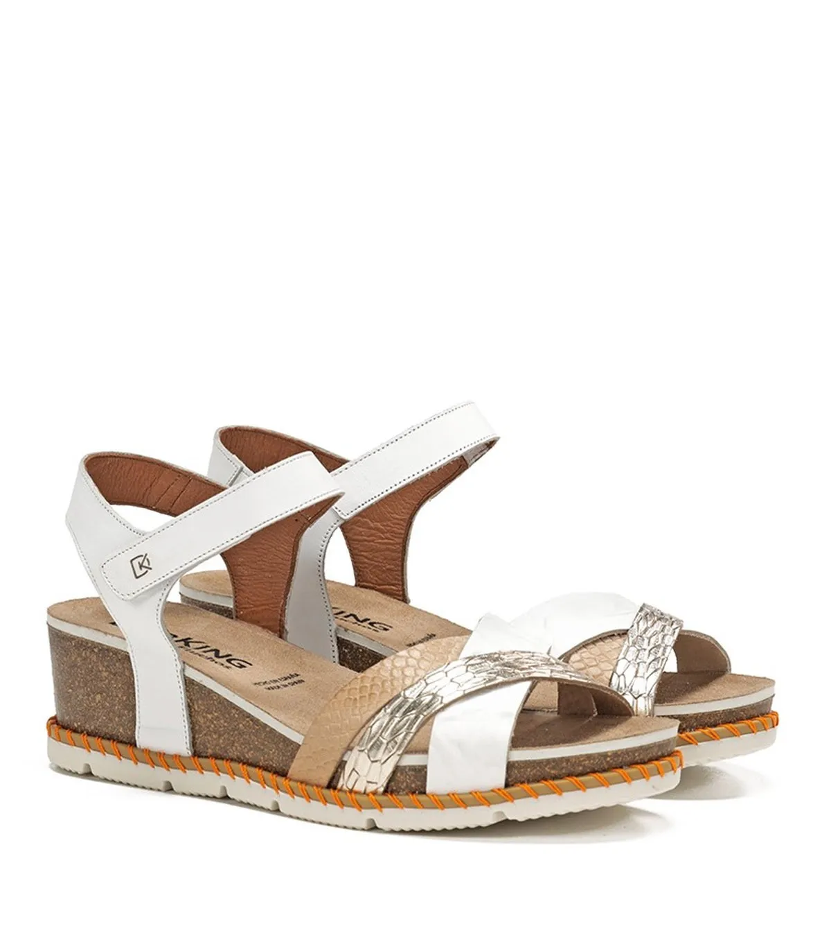 SANDALIAS DE PIEL CON CUÑA DORKING GOLD D9320 BLANCO