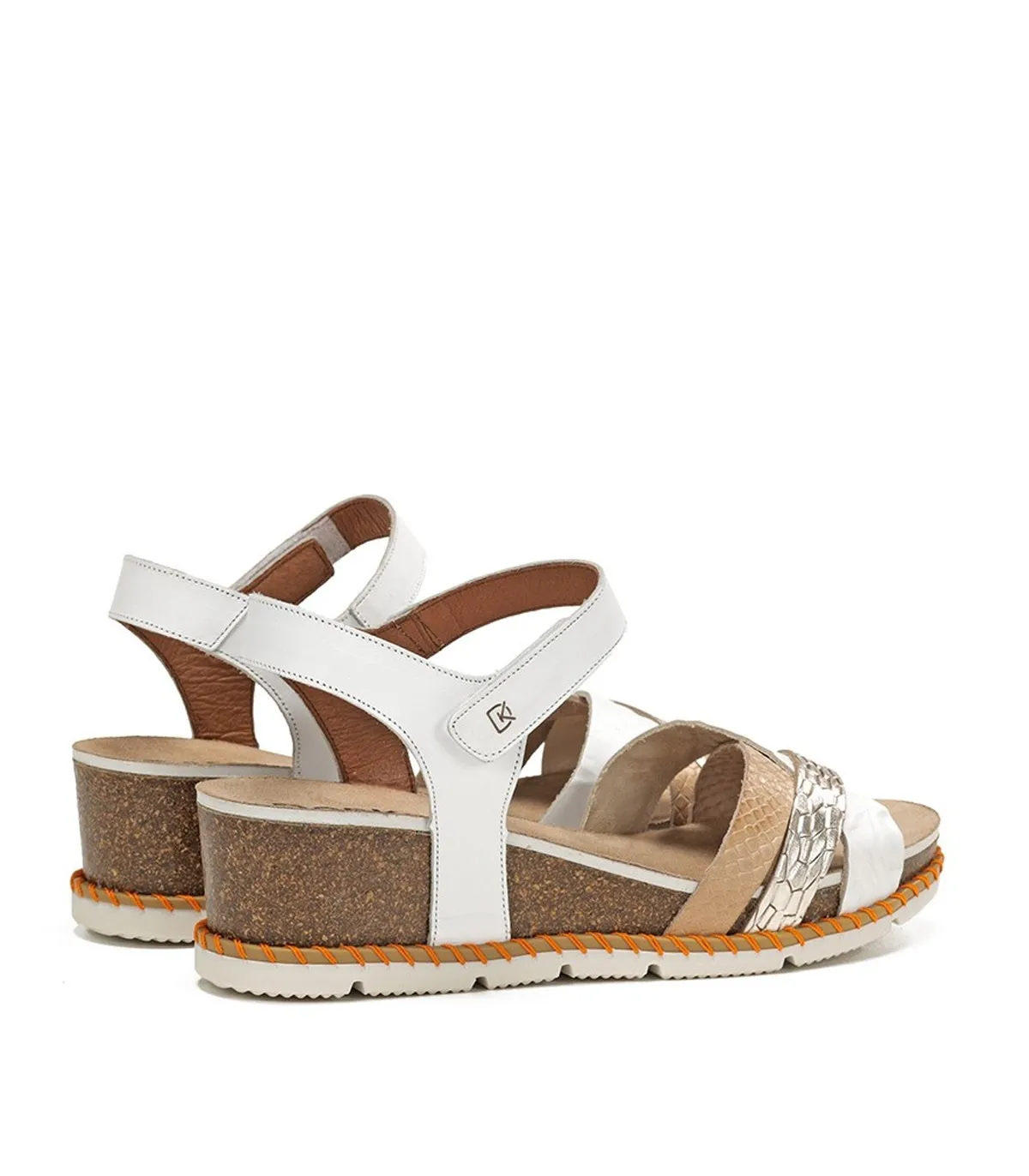 SANDALIAS DE PIEL CON CUÑA DORKING GOLD D9320 BLANCO