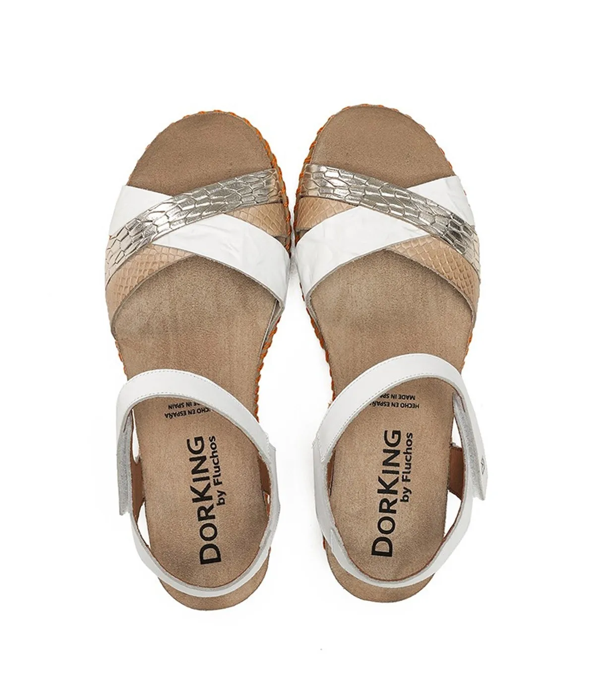 SANDALIAS DE PIEL CON CUÑA DORKING GOLD D9320 BLANCO