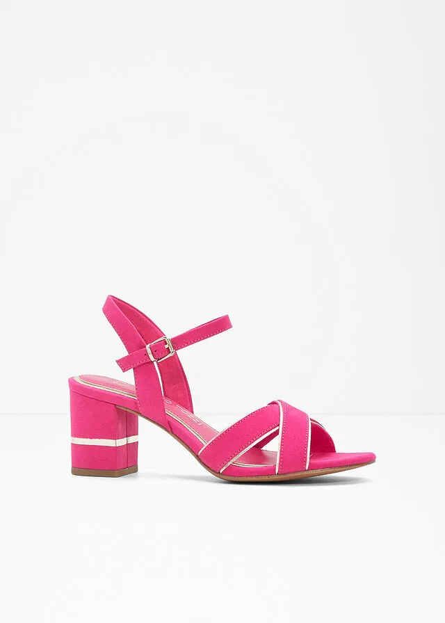 Sandalias de tacón rosa caliente