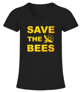 Save the Bees Shirt with Honeybee Camiseta cuello pico Mujer