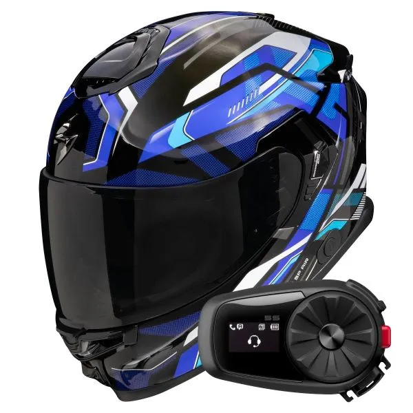 Scorpion Exo GT SP Air Augusta Black Grey Blue + Kit Bluetooth 5S Solo 