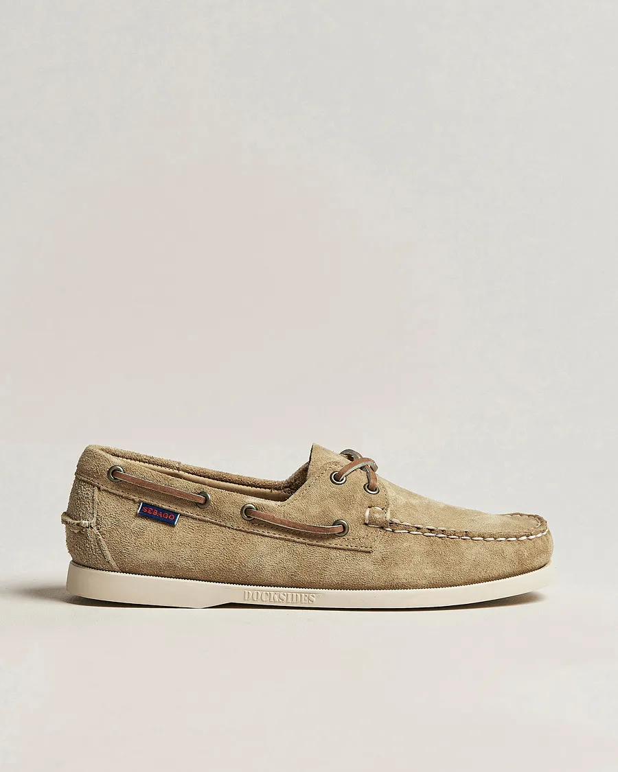 Sebago Docksides Suede Boat Shoe Beige Camel