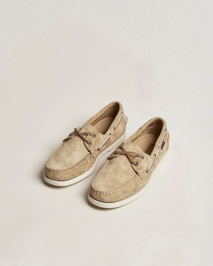 Sebago Docksides Suede Boat Shoe Beige Camel