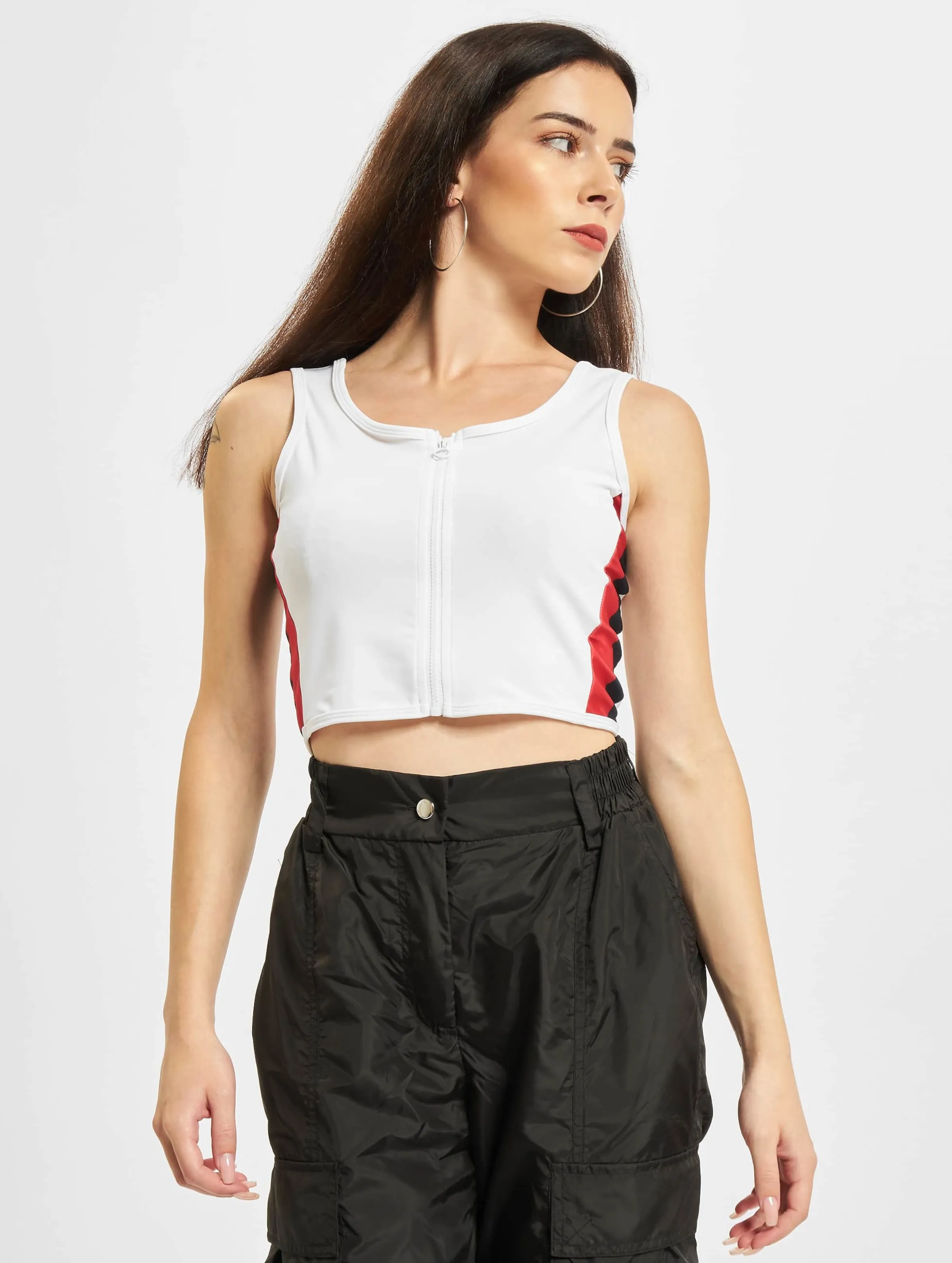 Side Stripe Crop Zip