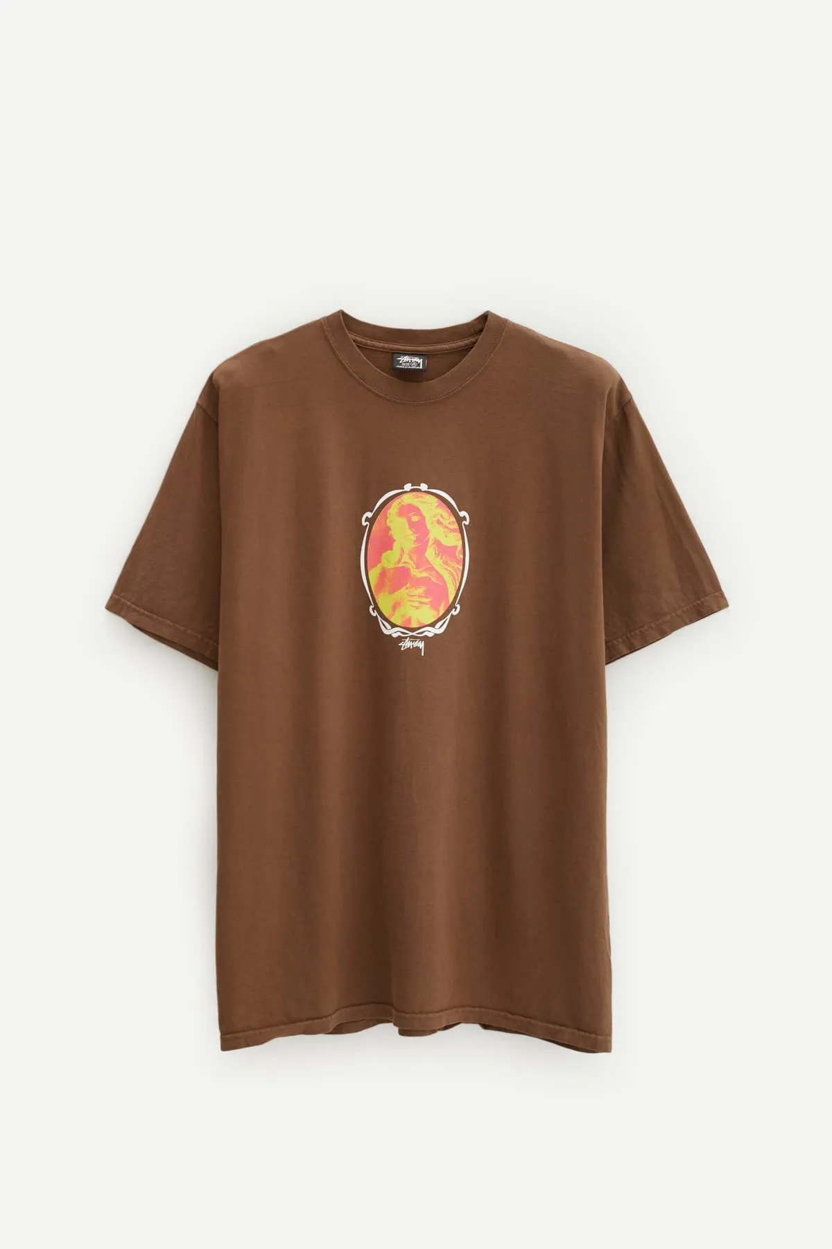 STUSSY BROWN VENUS OVAL PIG DYED TSHIRT