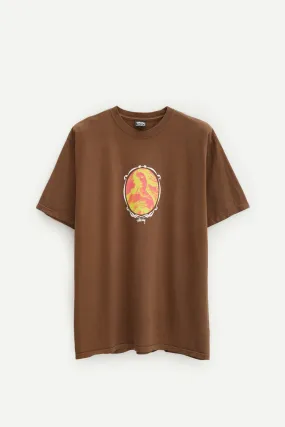 STUSSY BROWN VENUS OVAL PIG DYED T-SHIRT