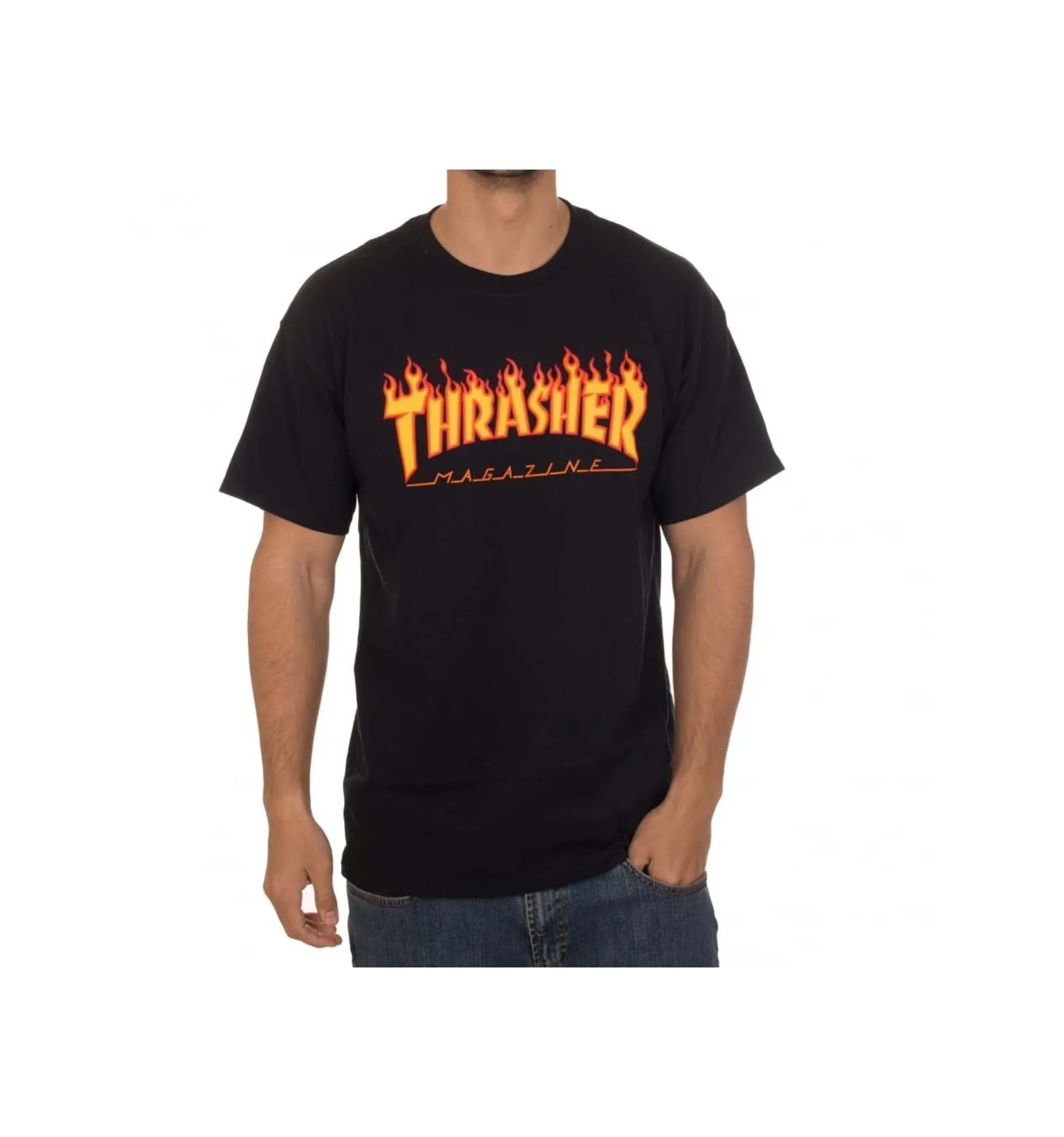 THRASHER FLAME LOGO TEE WHITE