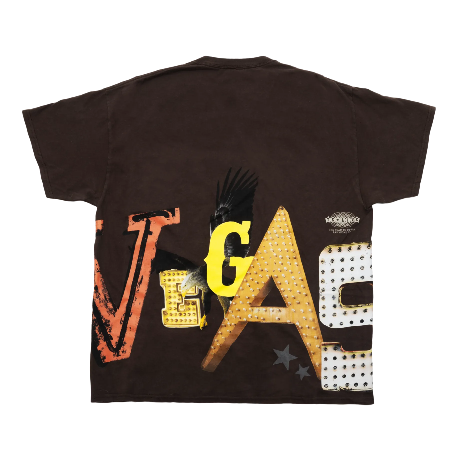 TRAVIS SCOTT ROAD TO UTOPIA LAS VEGAS LIGHTS TSHIRT BROWN