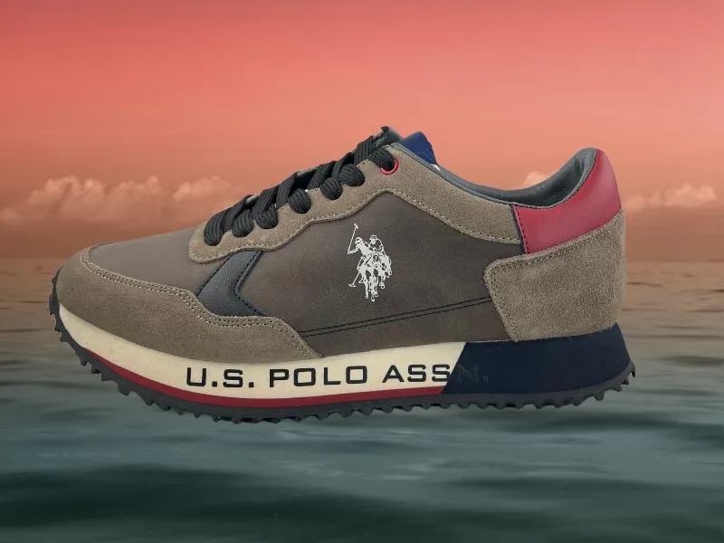 U. S. Polo Assn. | Sneakers (zapatillas) de hombre eco-piel y eco-ante marrón, rojo y azul marino Manchester