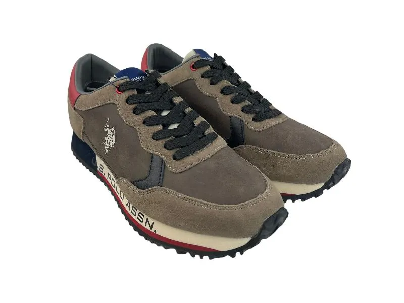 U. S. Polo Assn. | Sneakers (zapatillas) de hombre eco-piel y eco-ante marrón, rojo y azul marino Manchester