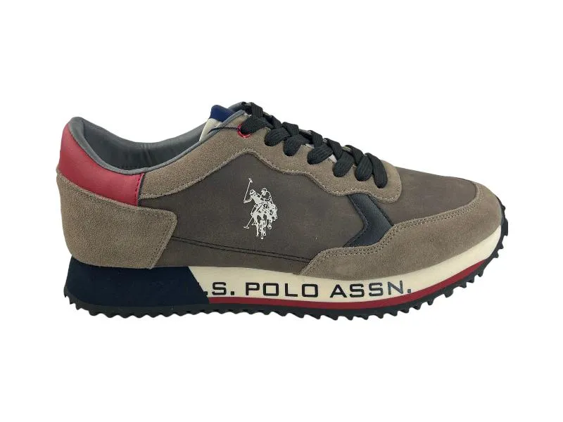 U. S. Polo Assn. | Sneakers (zapatillas) de hombre eco-piel y eco-ante marrón, rojo y azul marino Manchester