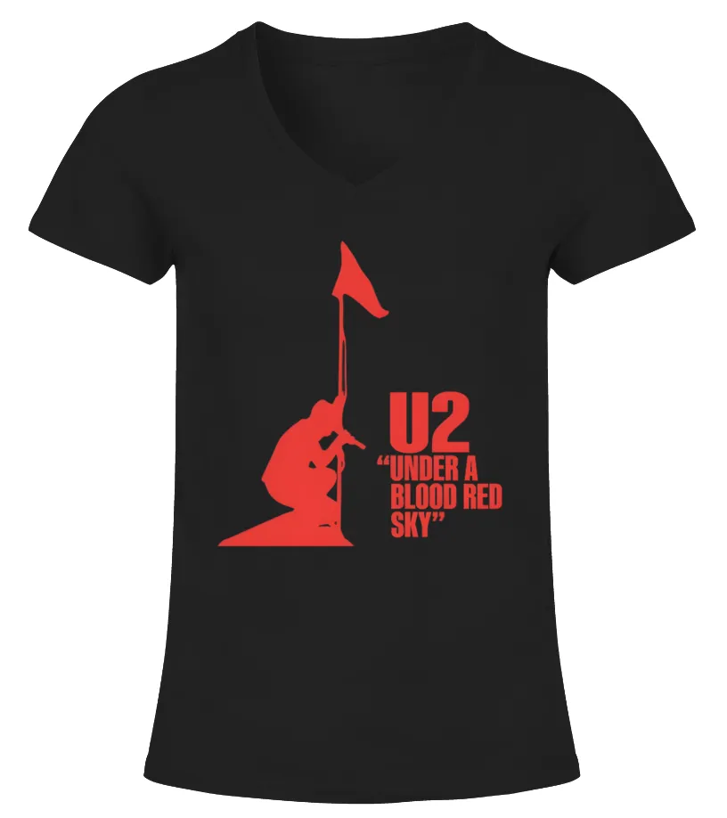 U2UNDER A BLOOD RED SKY CAMISETA CUELLO PICO MUJER