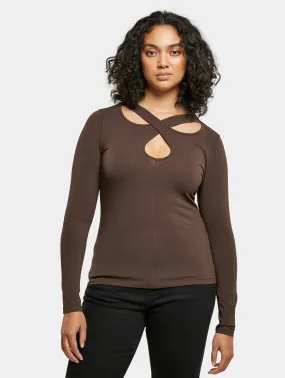 Urban Classics Ladies Crossed Cut Out Longsleeve