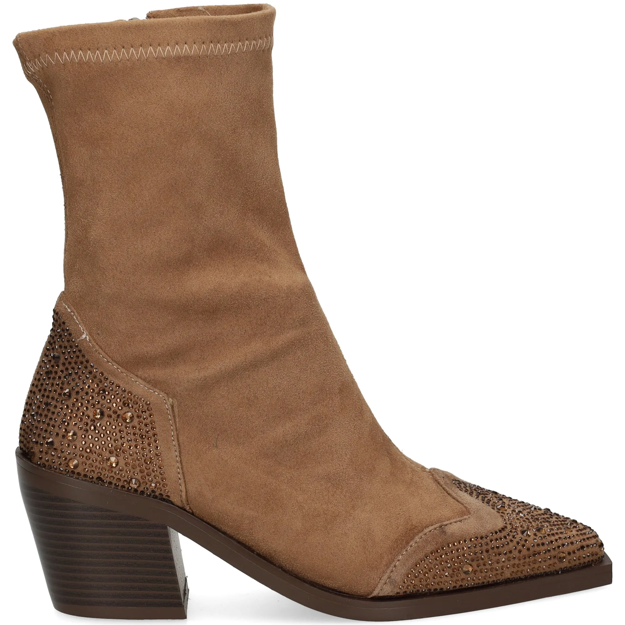 VIBES Botines con tacón de Mujer CAMEL