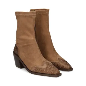 VIBES Botines con tacón de Mujer CAMEL