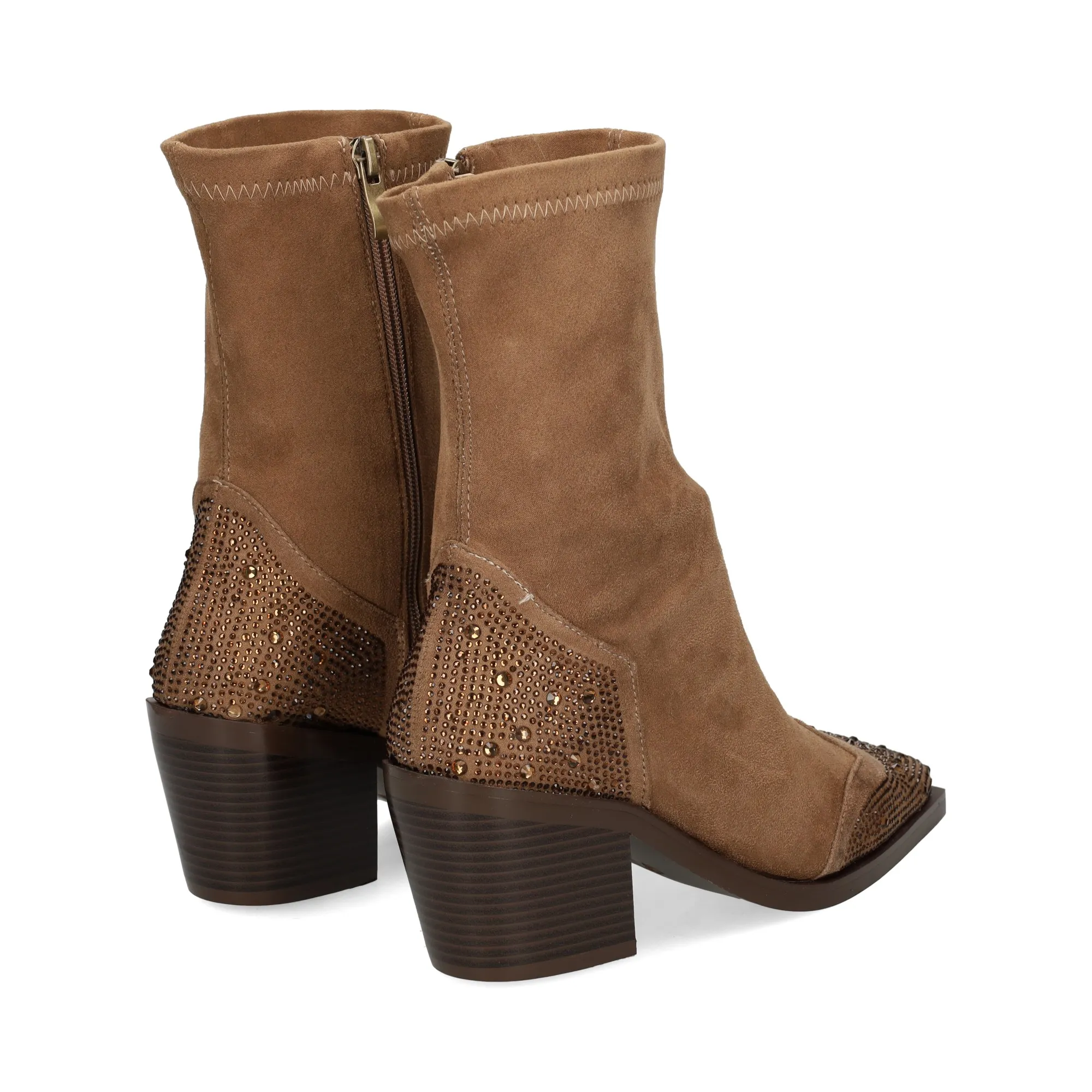 VIBES Botines con tacón de Mujer CAMEL