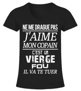 VIERGE - J'aime mon copain Camiseta cuello pico Mujer