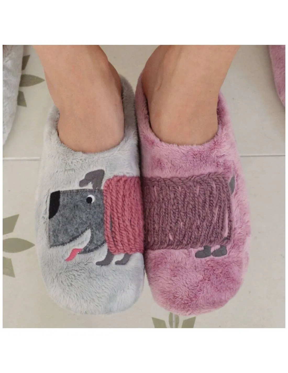 Vul ladi - Zapatillas de Casa Mujer Perro Maquillaje