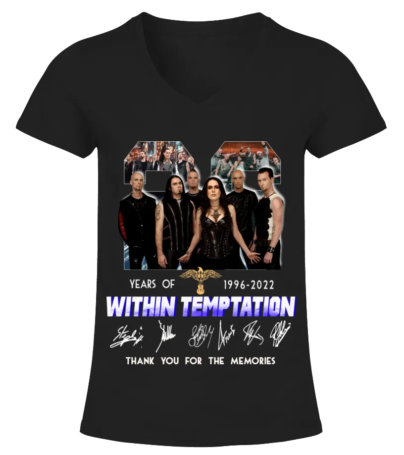 WITHIN TEMPTATION 26 YEARS OF 19962022 CAMISETA CUELLO PICO MUJER