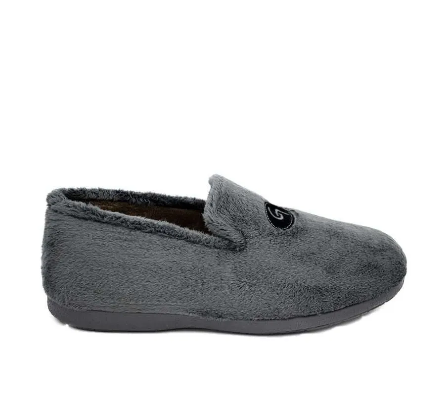 ZAPATILLAS DE CASA PARA HOMBRE MARCA GARZÓN COPETE MOCASÍN SUATEX GRIS