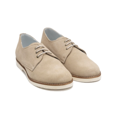 Zapato niño blucher ante beige tostado