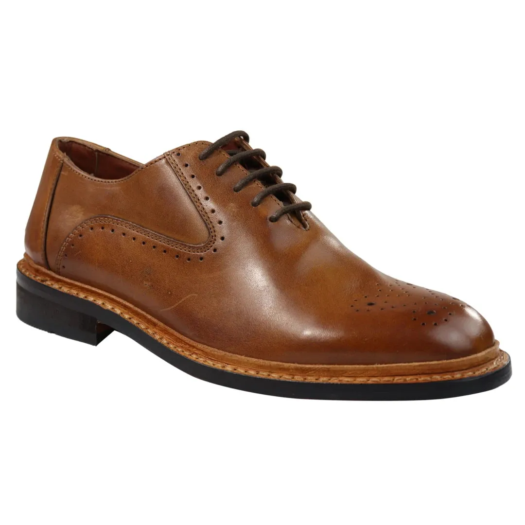 Zapatos Oxford Brogue Bronce marrón de cuero Goodyear para hombre