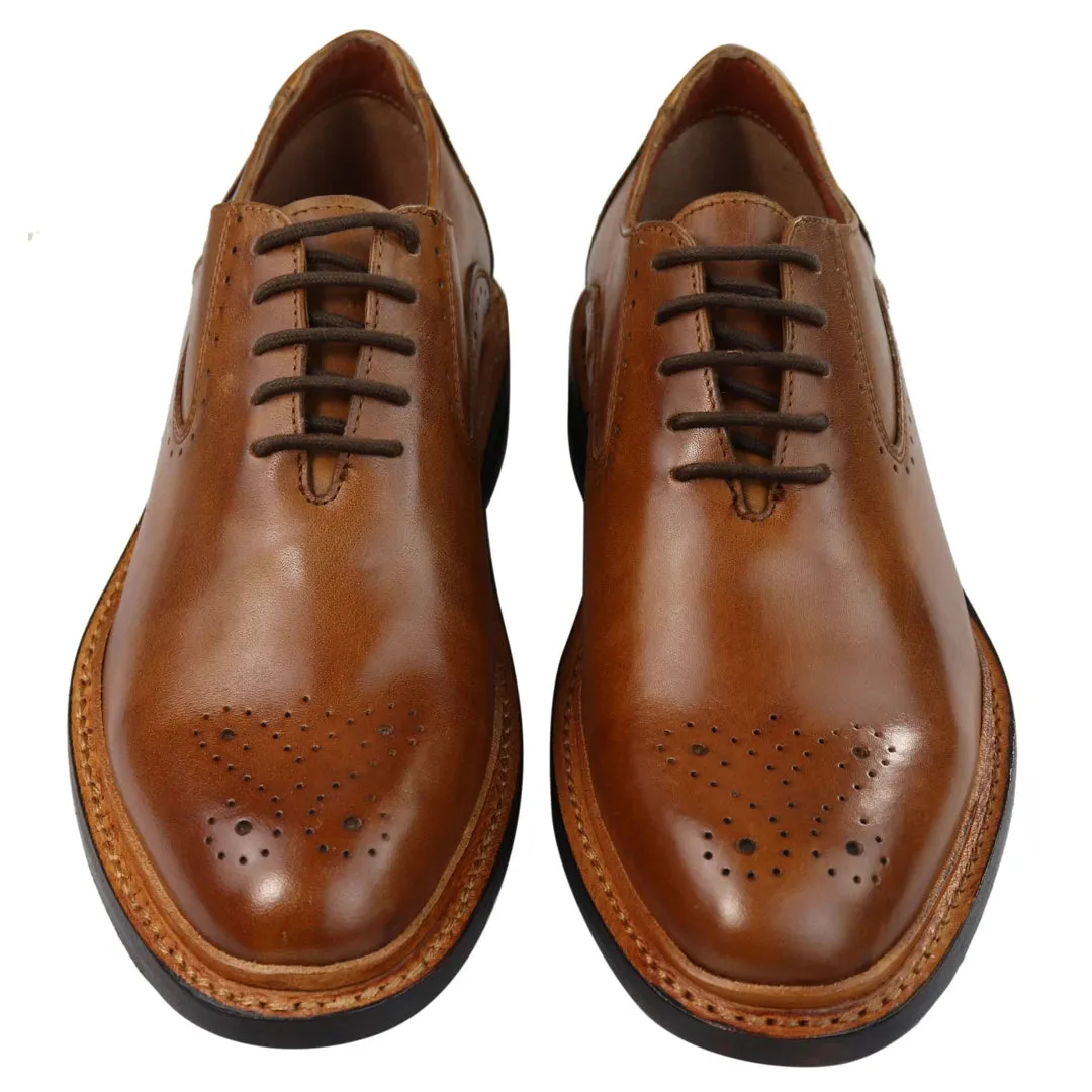 Zapatos Oxford Brogue Bronce marrón de cuero Goodyear para hombre