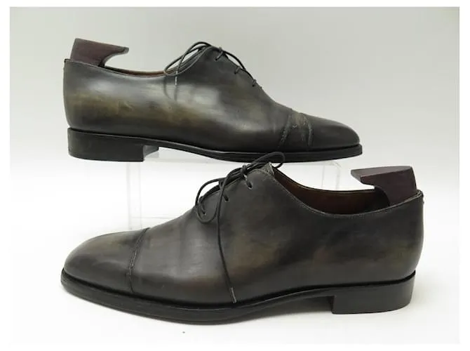 ZAPATOS OXFORD DE CUERO GRIS BERLUTI ALESSANDRO 3559 8.5 42.5 