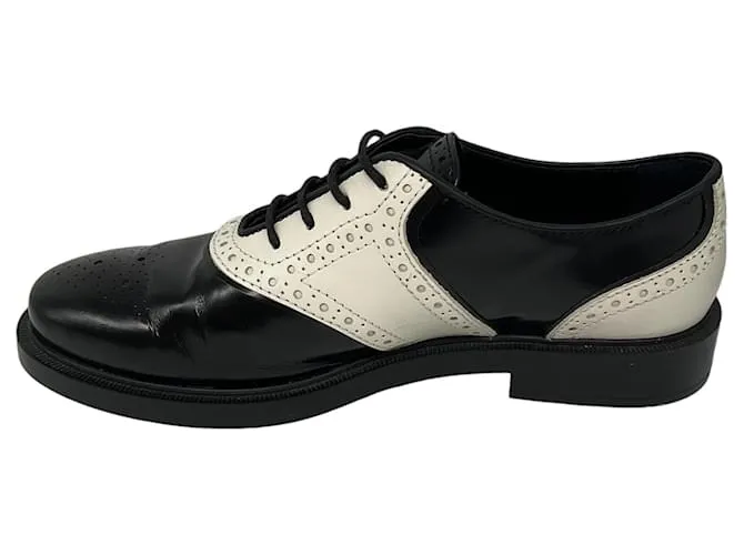 Zapatos Oxford de cuero negro / blanco de Tod's 